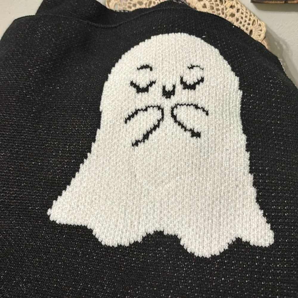 GOBLIN & GHOUL BLACK GHOST PUMPKIN JACK O LANTERN OVERSIZED HALLOWEEN THROW NWT